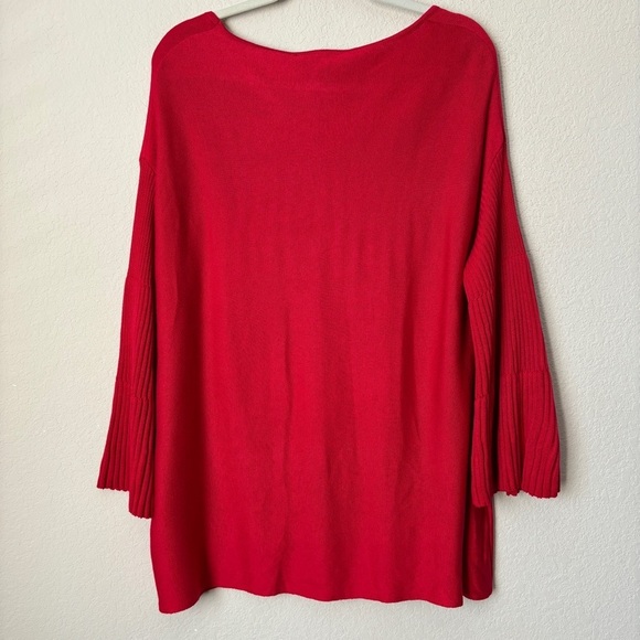 Lane Bryant Ribbed Bell Sleeve Knit Red Sweater Holidays Christmas Festive - Picture 8 of 8